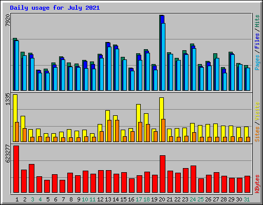 Daily usage for July 2021