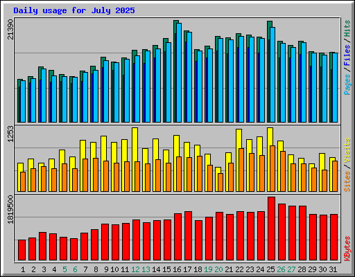 Daily usage for July 2025