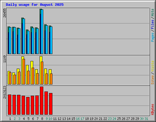 Daily usage for August 2025